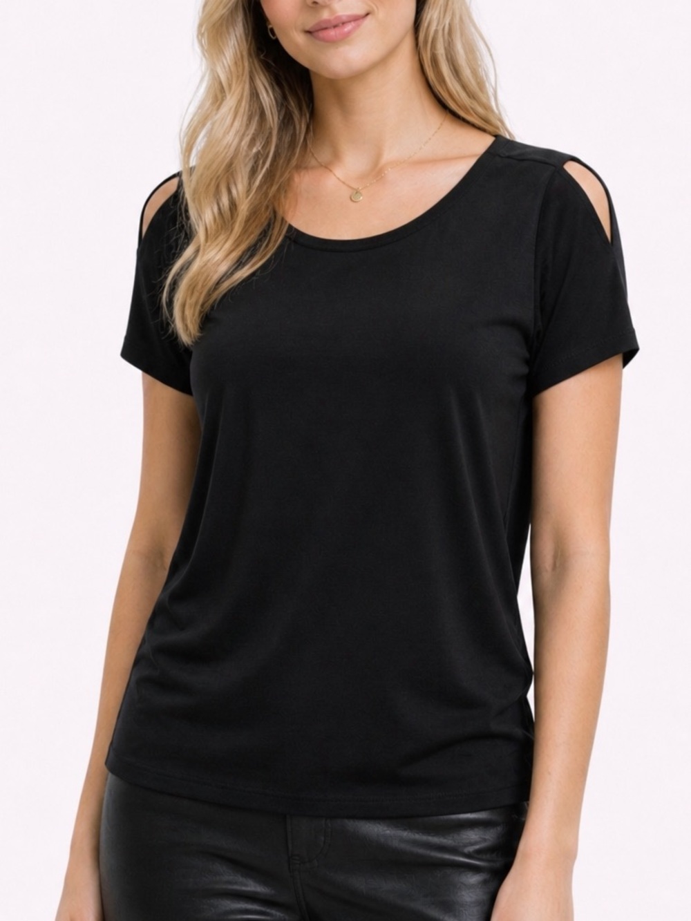 Ann Taylor Black Shoulder Cut-Out Top